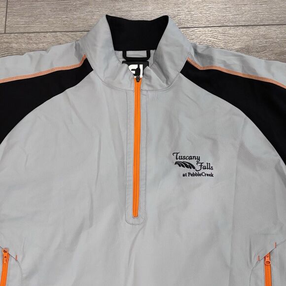 FootJoy Golf Jacket Mens Medium Gray Black Half Zip Windbreaker Athletic - Picture 3 of 8